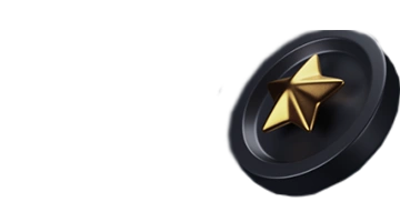 A black coin with a golden star, symbolizing loyalty and reward points at Hype Casino.